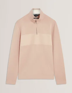 Modal-Sweatshirt mit strukturiertem Einsatz und halbem Reißverschluss
