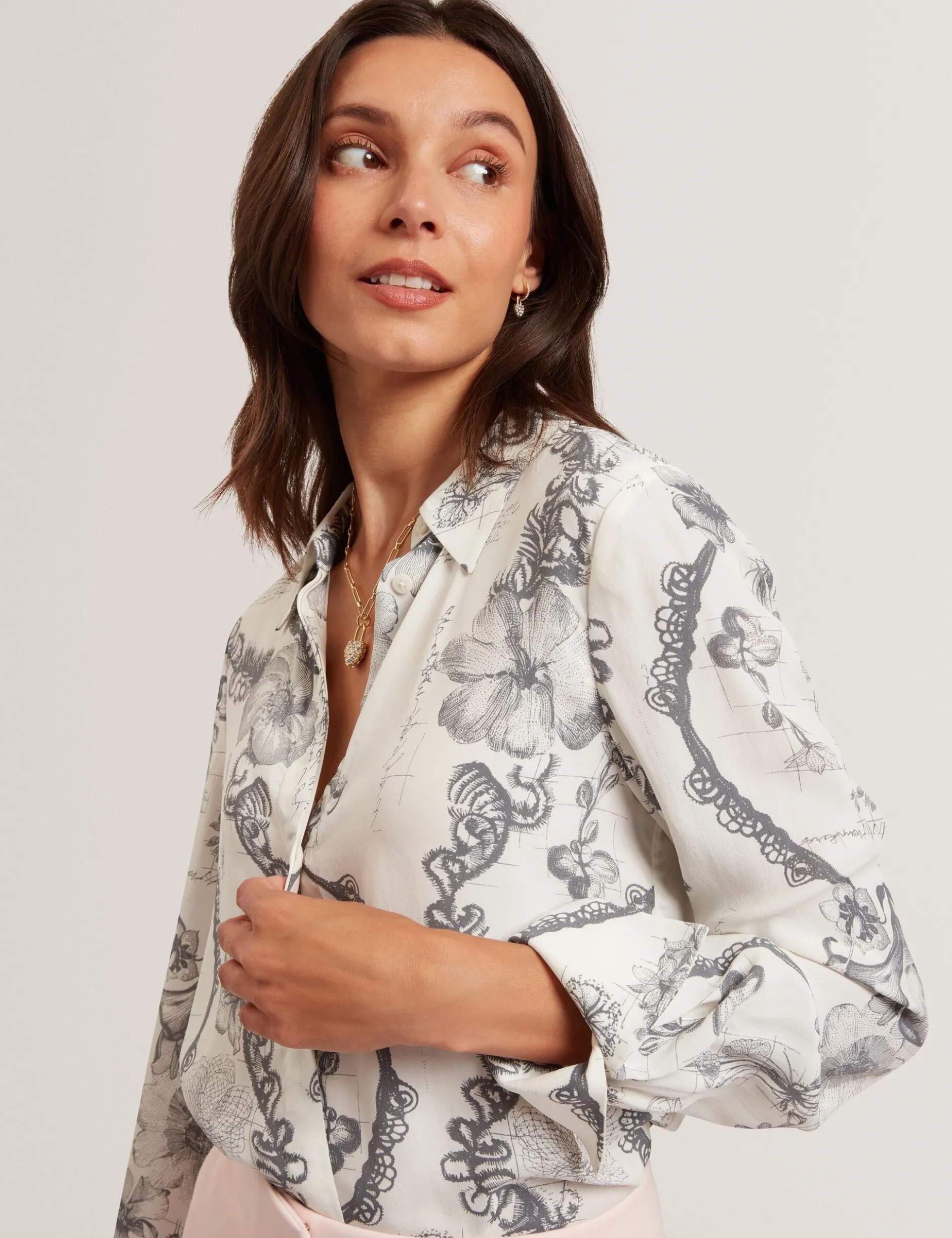 Nottingham Lace Print Longline Shirt