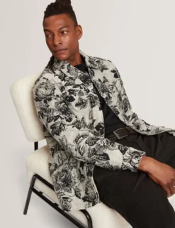 Overshirt mit schattiertem Blumenmuster und Jacquard-Einsatz