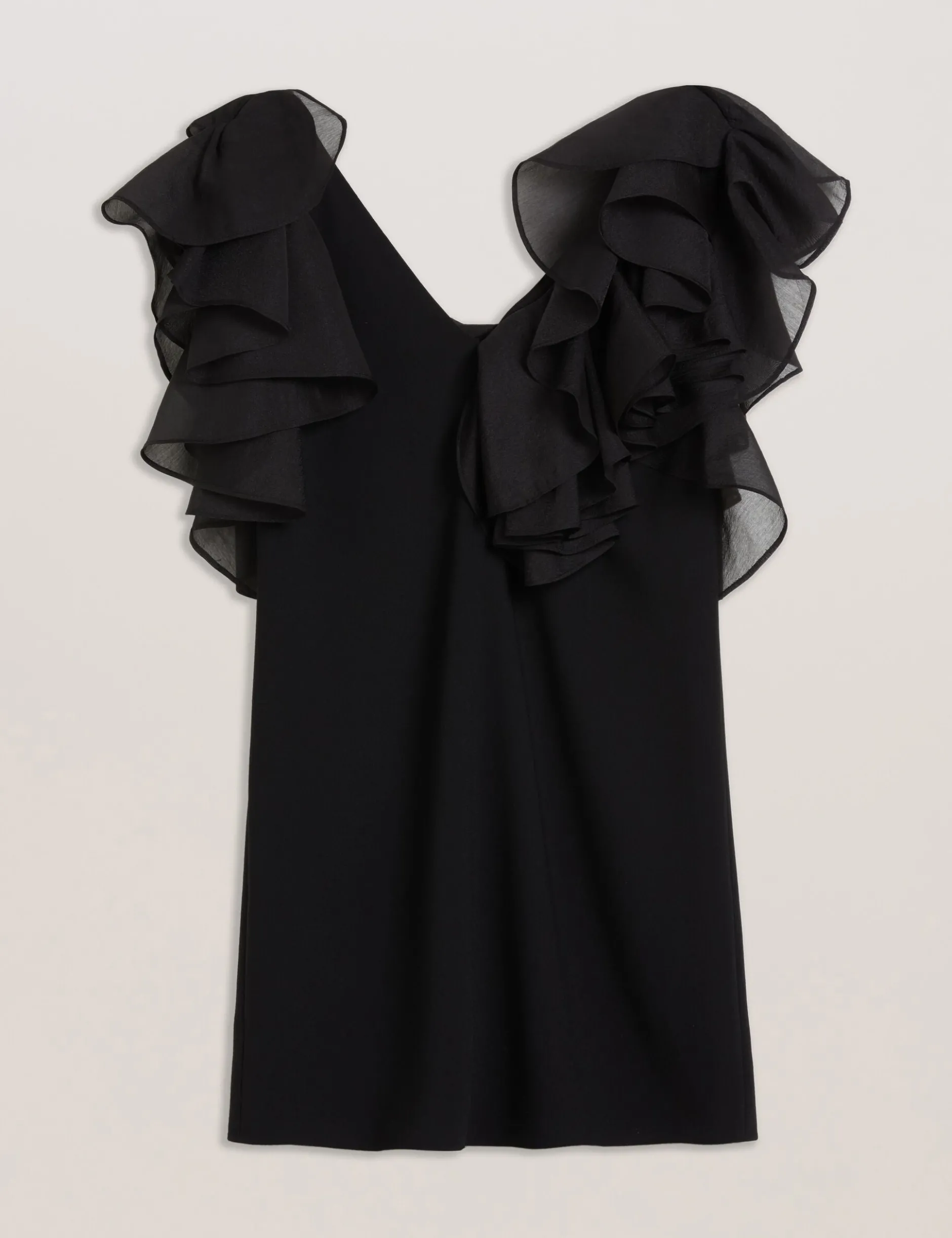 Oversized Minikleid mit Rüschenbesatz und V-Ausschnitt