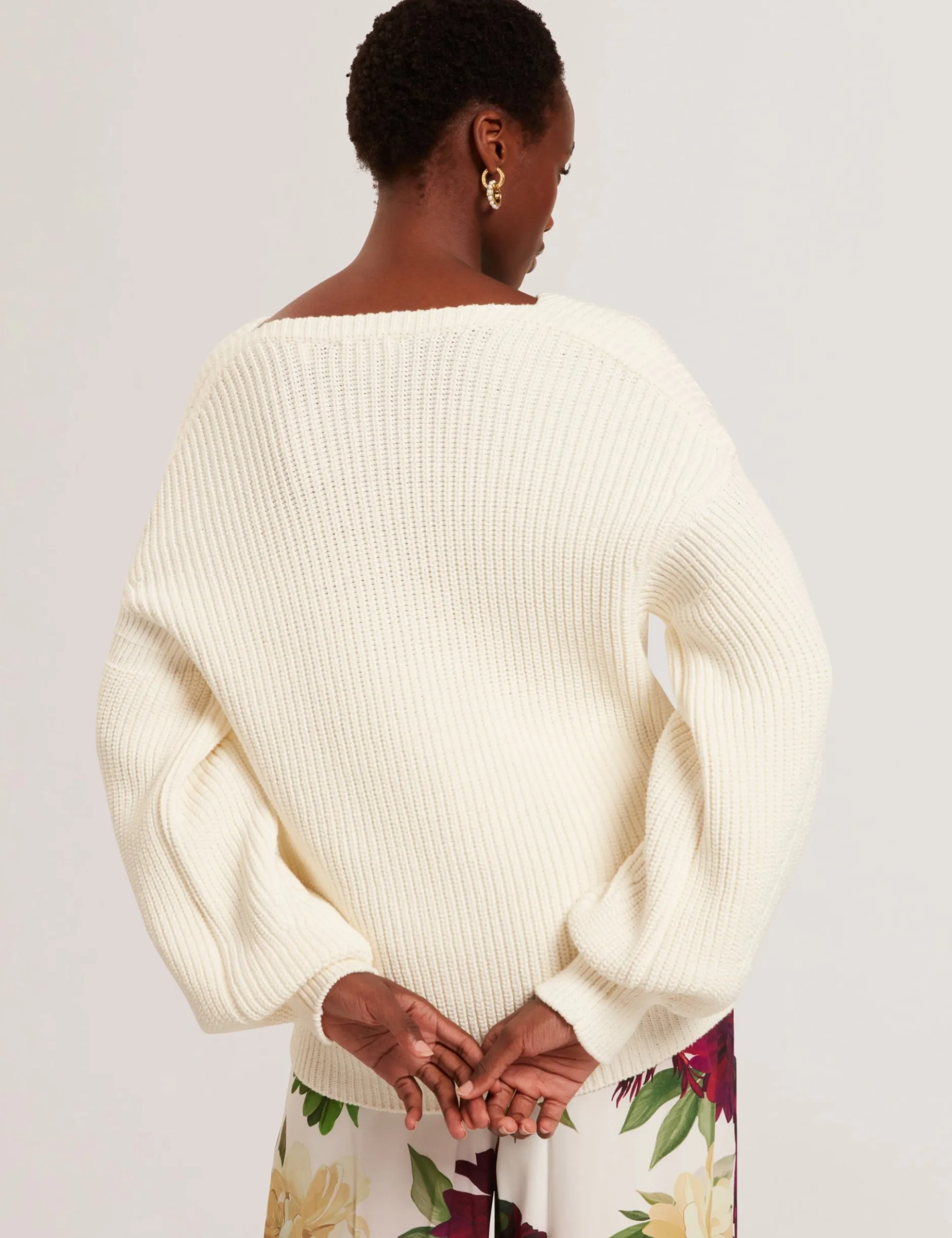 Oversized V-Ausschnitt Fischerpullover