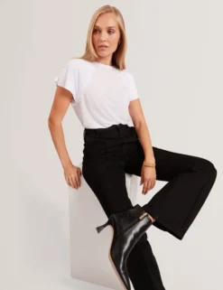 Pintuck Kick Flare High Waisted Jeans