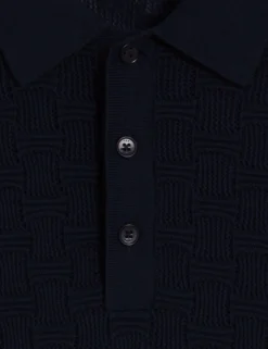 Poloshirt aus strukturiertem Strickgewebe aus Seide und Baumwolle