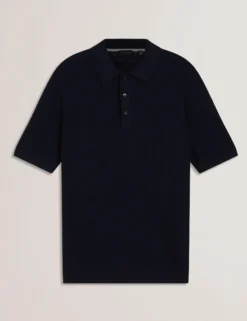 Poloshirt aus strukturiertem Strickgewebe aus Seide und Baumwolle