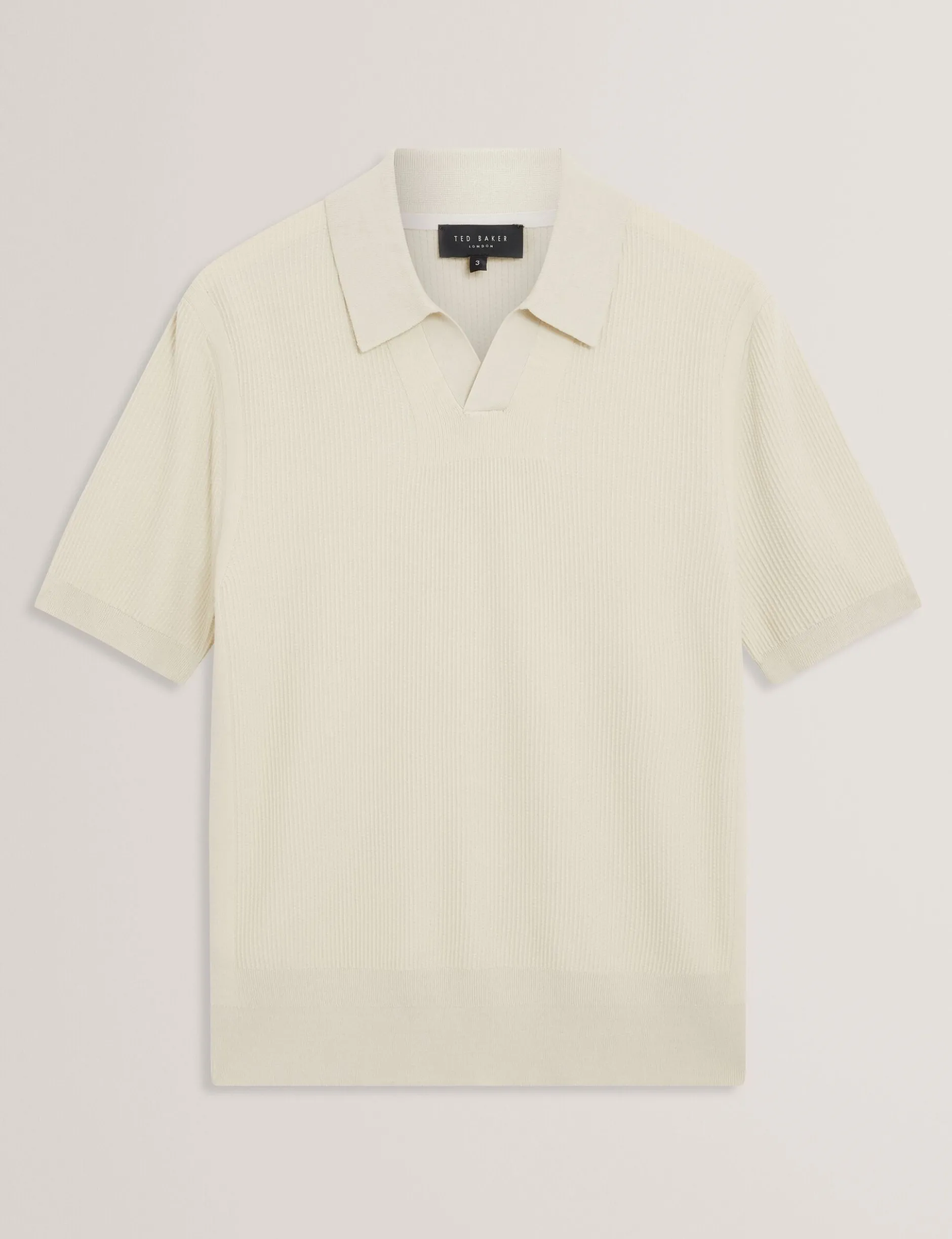 Poloshirt mit Rippstrick und offenem Halsausschnitt