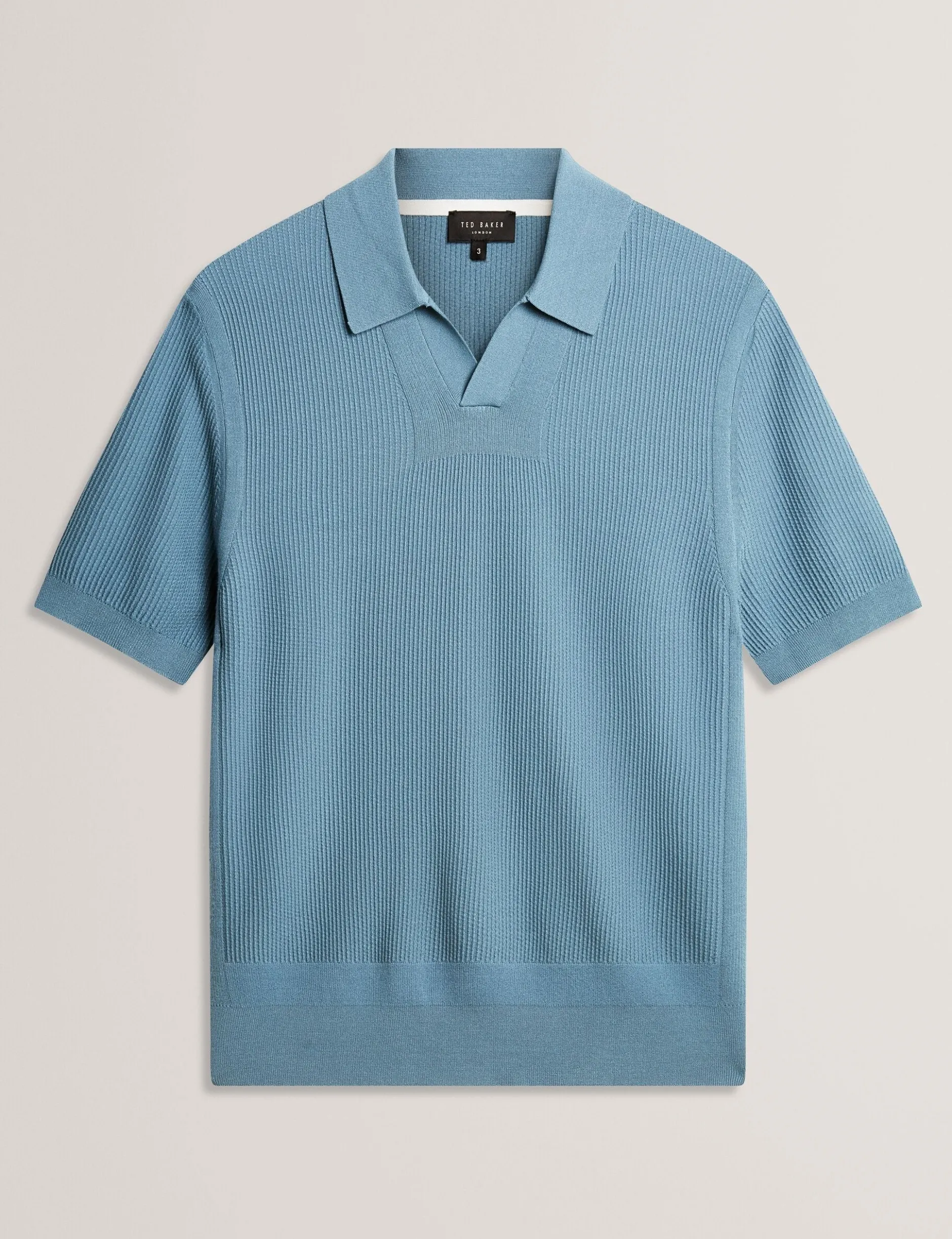 Poloshirt mit Rippstrick und offenem Halsausschnitt