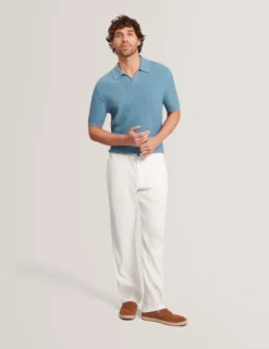 Poloshirt mit Rippstrick und offenem Halsausschnitt