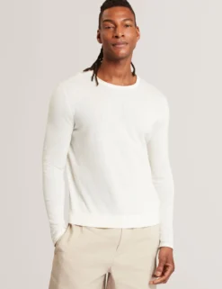 Pullover mit gerolltem Saum und Rundhalsausschnitt aus Leinenmischung