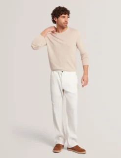Pullover mit gerolltem Saum und Rundhalsausschnitt aus Leinenmischung