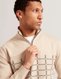 Pullover mit halben Reißverschluss und Karomuster