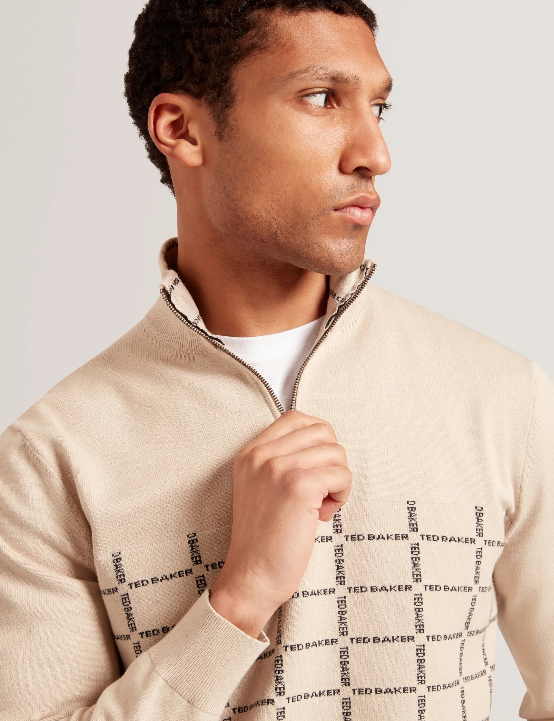Pullover mit halben Reißverschluss und Karomuster