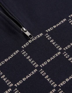 Pullover mit halben Reißverschluss und Karomuster