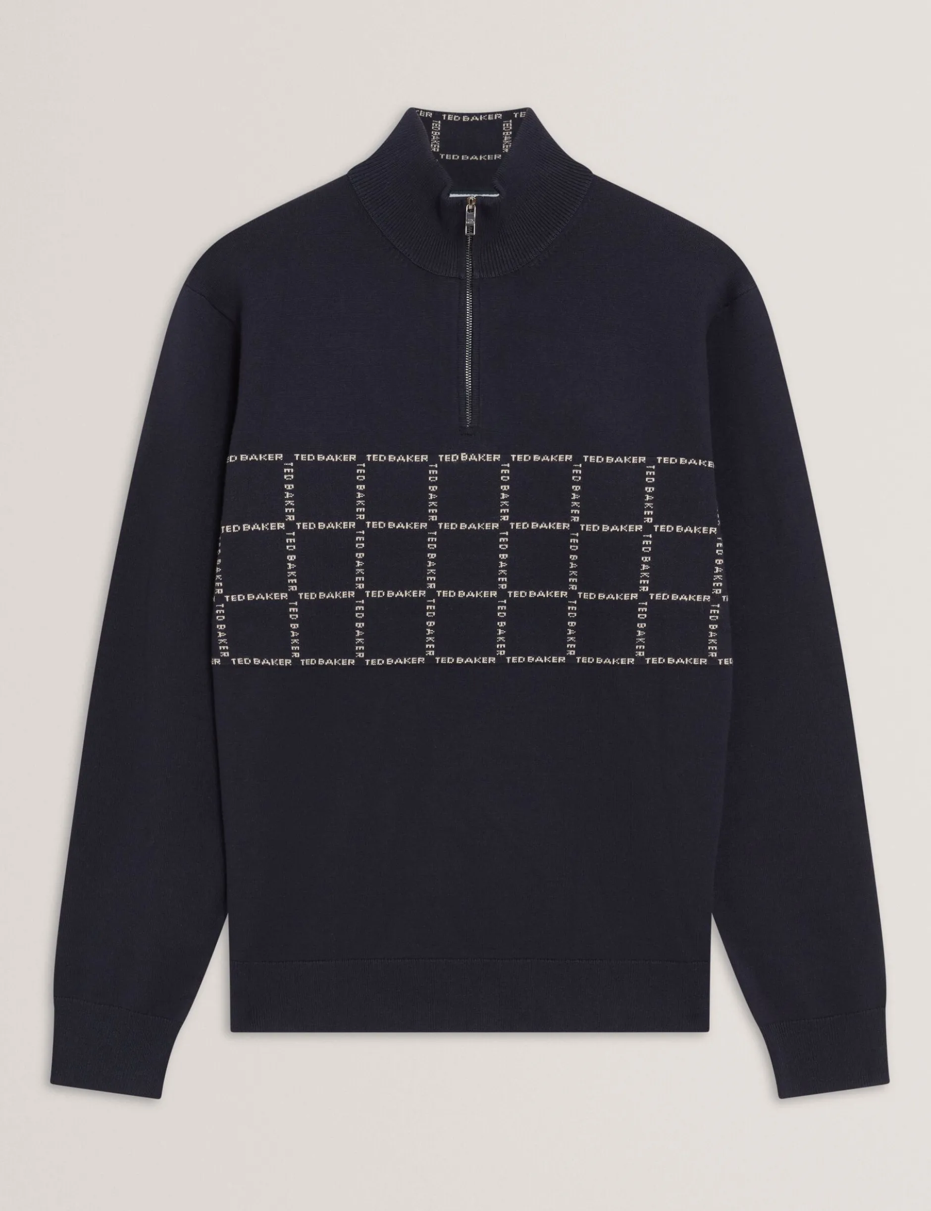 Pullover mit halben Reißverschluss und Karomuster