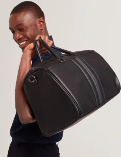 Reisetasche aus gestreiftem Kunstleder