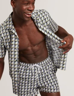 Retro-Badeshorts mit Geo-Kordelzug