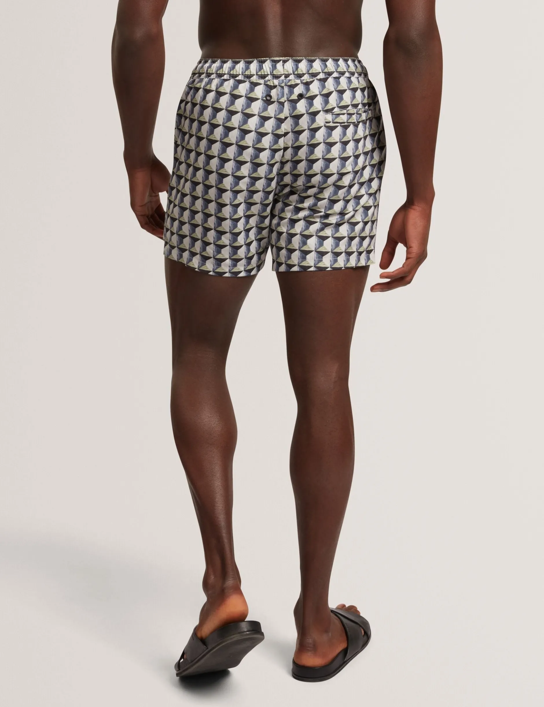 Retro-Badeshorts mit Geo-Kordelzug