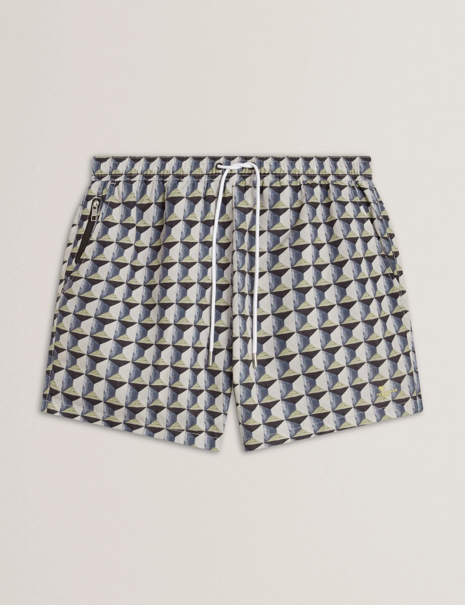 Retro-Badeshorts mit Geo-Kordelzug