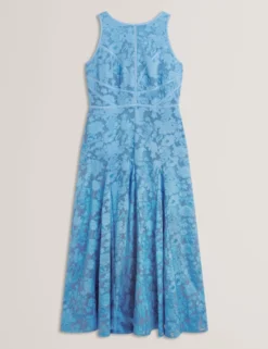 Ärmelloses A-Linien Midikleid mit Blumenmuster