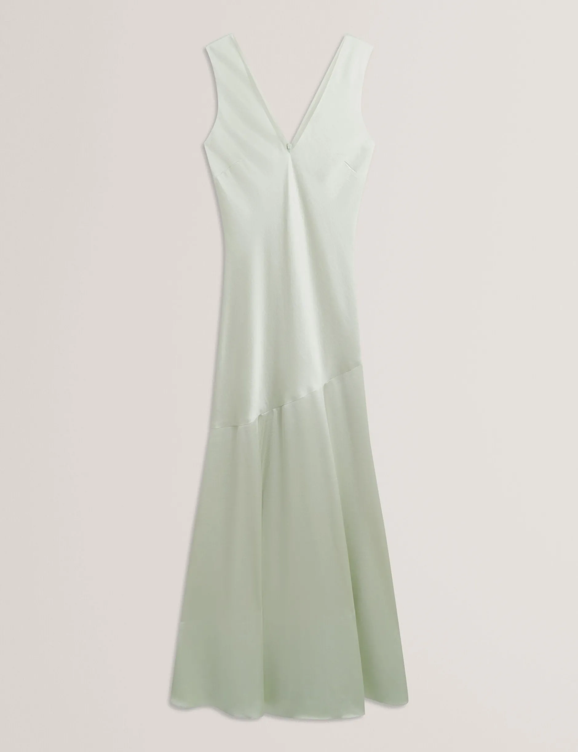 Ärmelloses Maxikleid aus Satin mit V-Ausschnitt