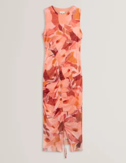 Ärmelloses Mesh-Bodycon-Kleid mit Gartenmotiv