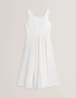 Ärmelloses Midikleid aus Leinen-Baumwoll-Mischgewebe mit Einsätzen