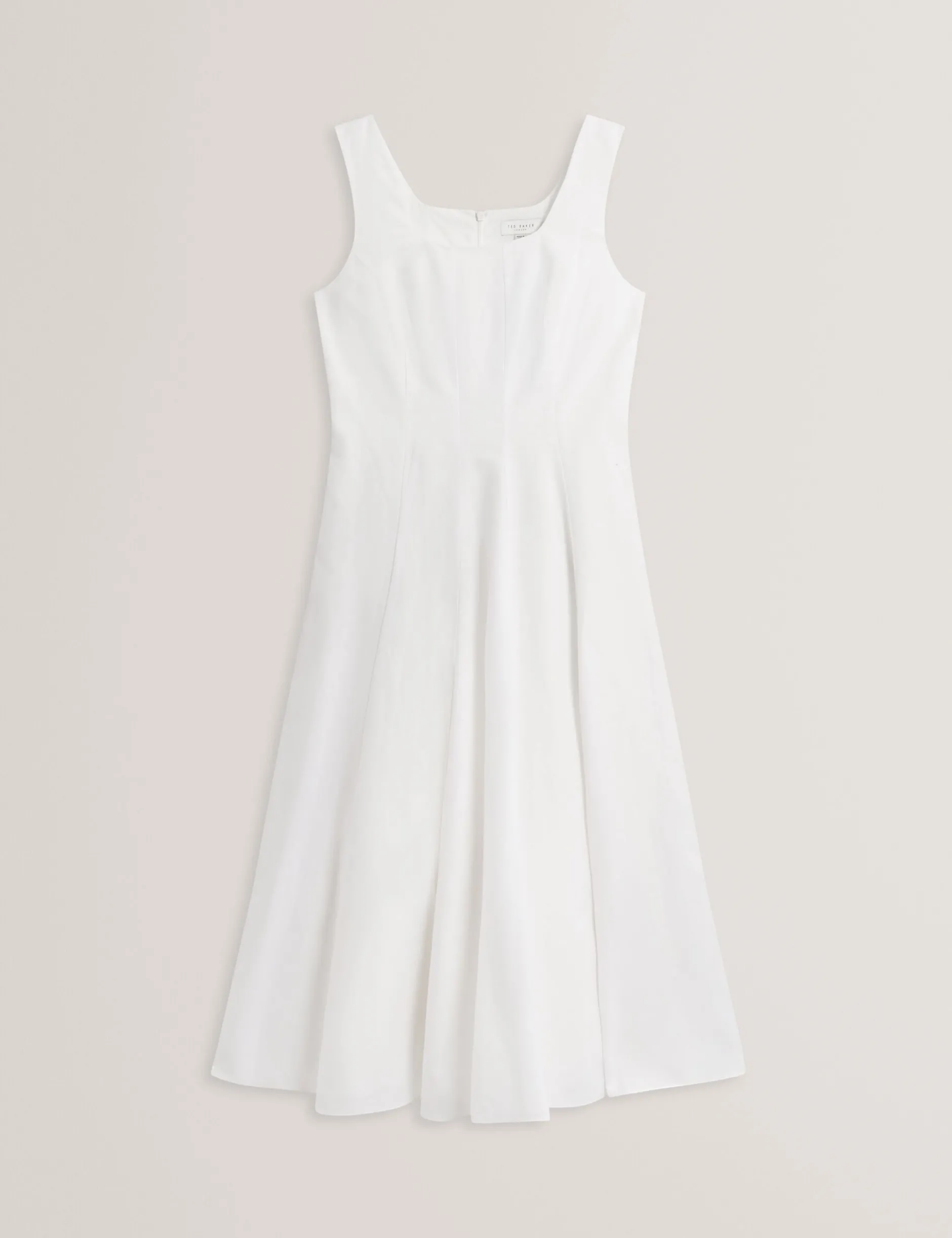 Ärmelloses Midikleid aus Leinen-Baumwoll-Mischgewebe mit Einsätzen