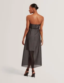 Ärmelloses Midikleid aus Organza mit Blumenmuster