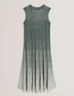 Ärmelloses Midikleid aus Strick mit Strukturstreifen