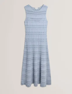 Ärmelloses Strick-Midikleid mit Wellenkante