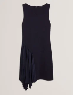Ärmelloses Strickminikleid mit Falteneinsatz