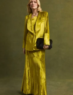 Samt-Maxikleid mit Neckholder
