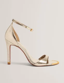 Sandalen aus Metallic-Leder mit Stilettoabsatz