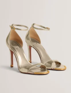 Sandalen aus Metallic-Leder mit Stilettoabsatz