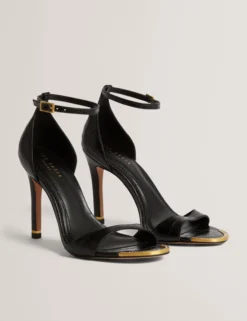 Sandalen mit Stilettoabsatz in Kroko-Optik