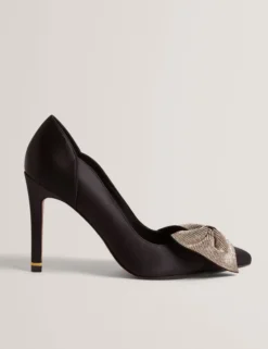 Satin-Pumps mit Strassschleife