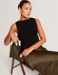 Satin-Slipkleid mit kleinem Print und abnehmbarem Oberteil