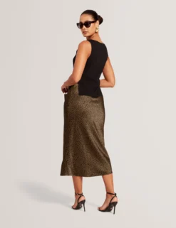 Satin-Slipkleid mit kleinem Print und abnehmbarem Oberteil