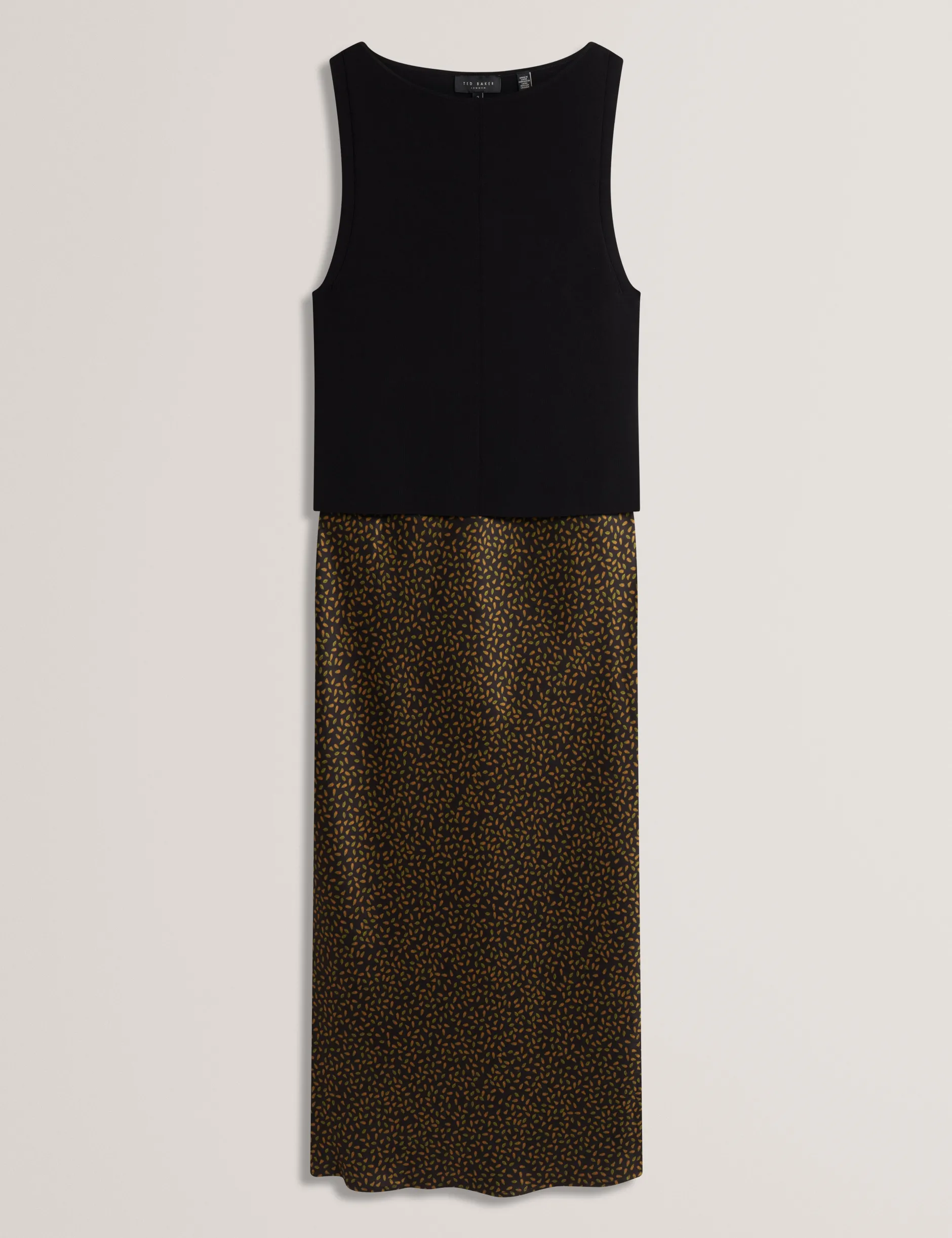 Satin-Slipkleid mit kleinem Print und abnehmbarem Oberteil