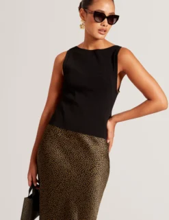 Satin-Slipkleid mit kleinem Print und abnehmbarem Oberteil