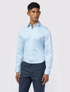 Satin-Stretch-Baumwollhemd, schmal geschnitten