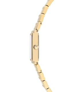Schlanke Armbanduhr aus goldenem Edelstahl