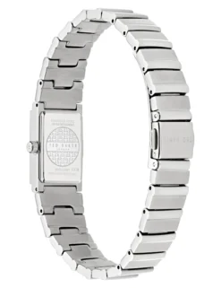 Schlanke Armbanduhr aus silbernem Edelstahl