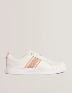 Schnürschuhe aus Leder mit Webstreifen