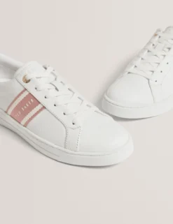 Schnürschuhe aus Leder mit Webstreifen