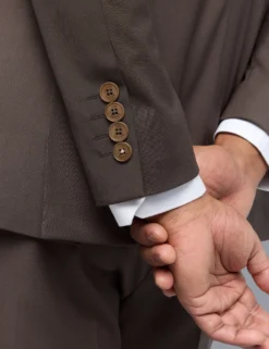 Schokoladenbraune, Wollreiche, Schmale Anzugjacke