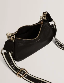 Schultertasche aus Leder mit Gurtband