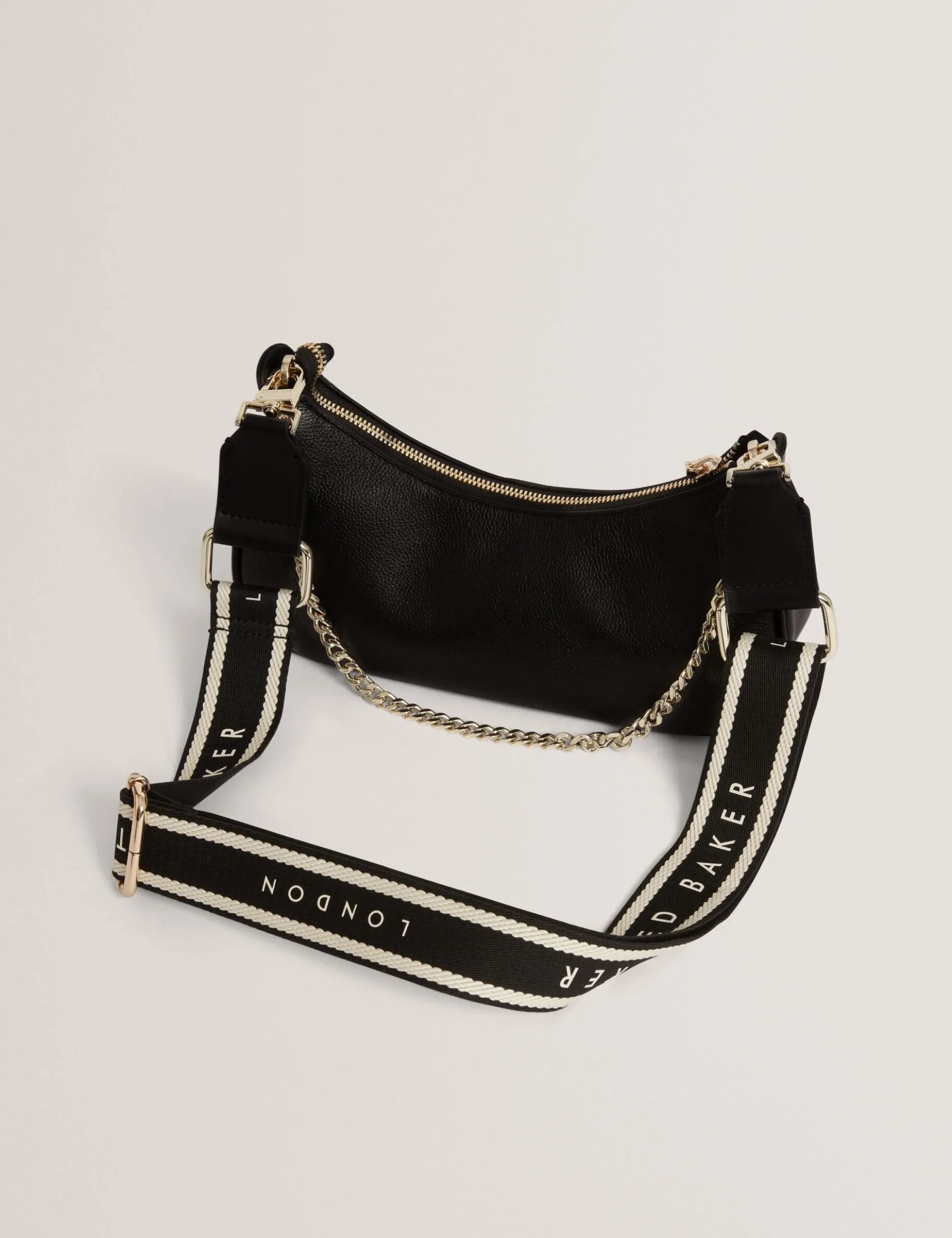 Schultertasche aus Leder mit Gurtband