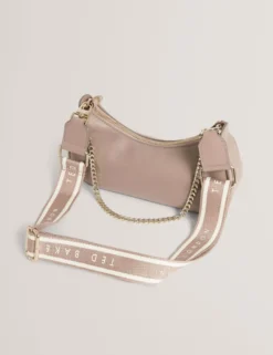 Schultertasche aus Leder mit Gurtband