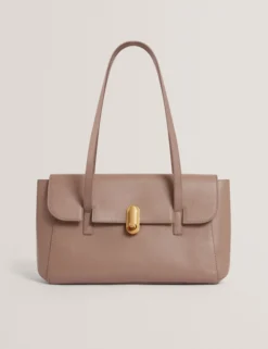 Schultertasche aus Leder mit Drehverschluss im Baguette-Stil