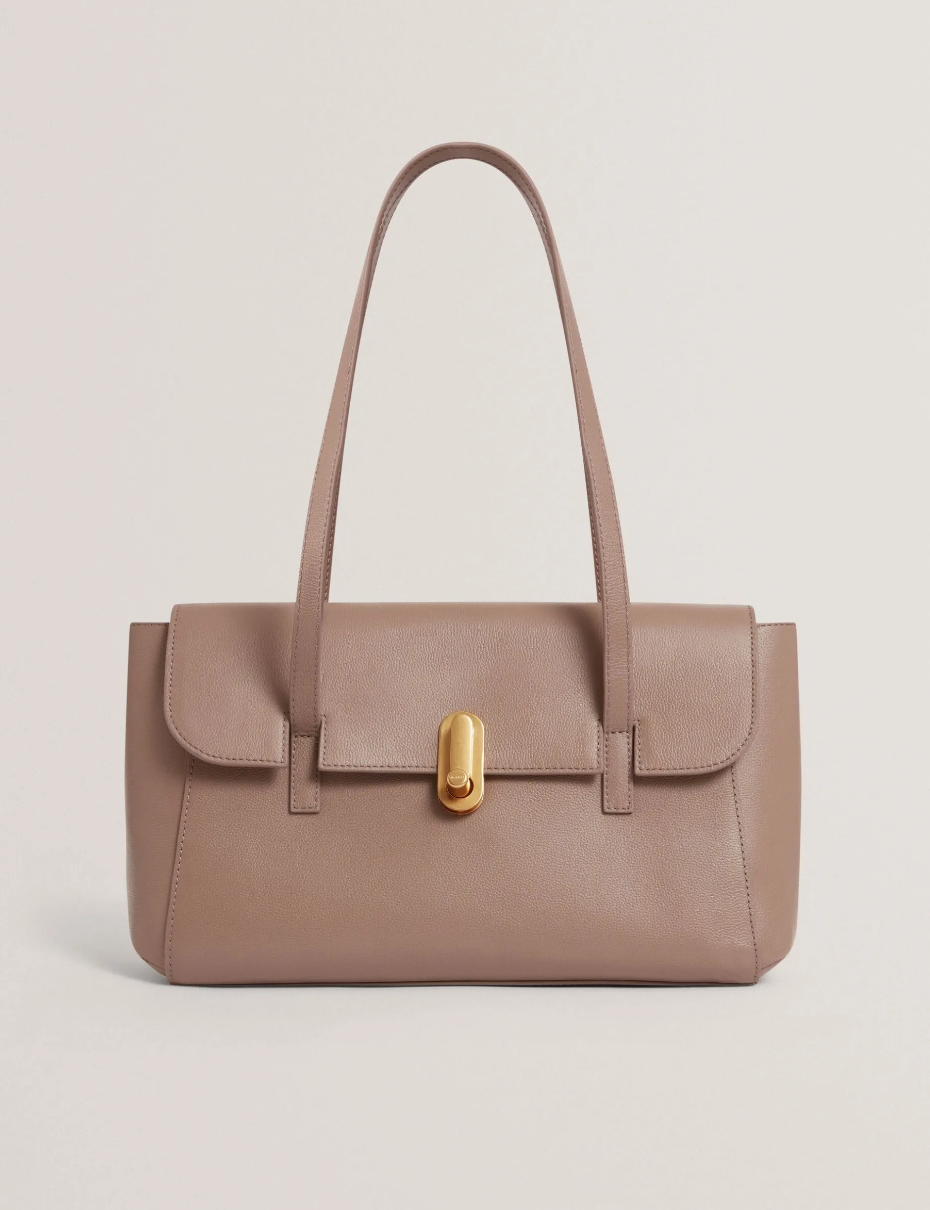 Schultertasche aus Leder mit Drehverschluss im Baguette-Stil